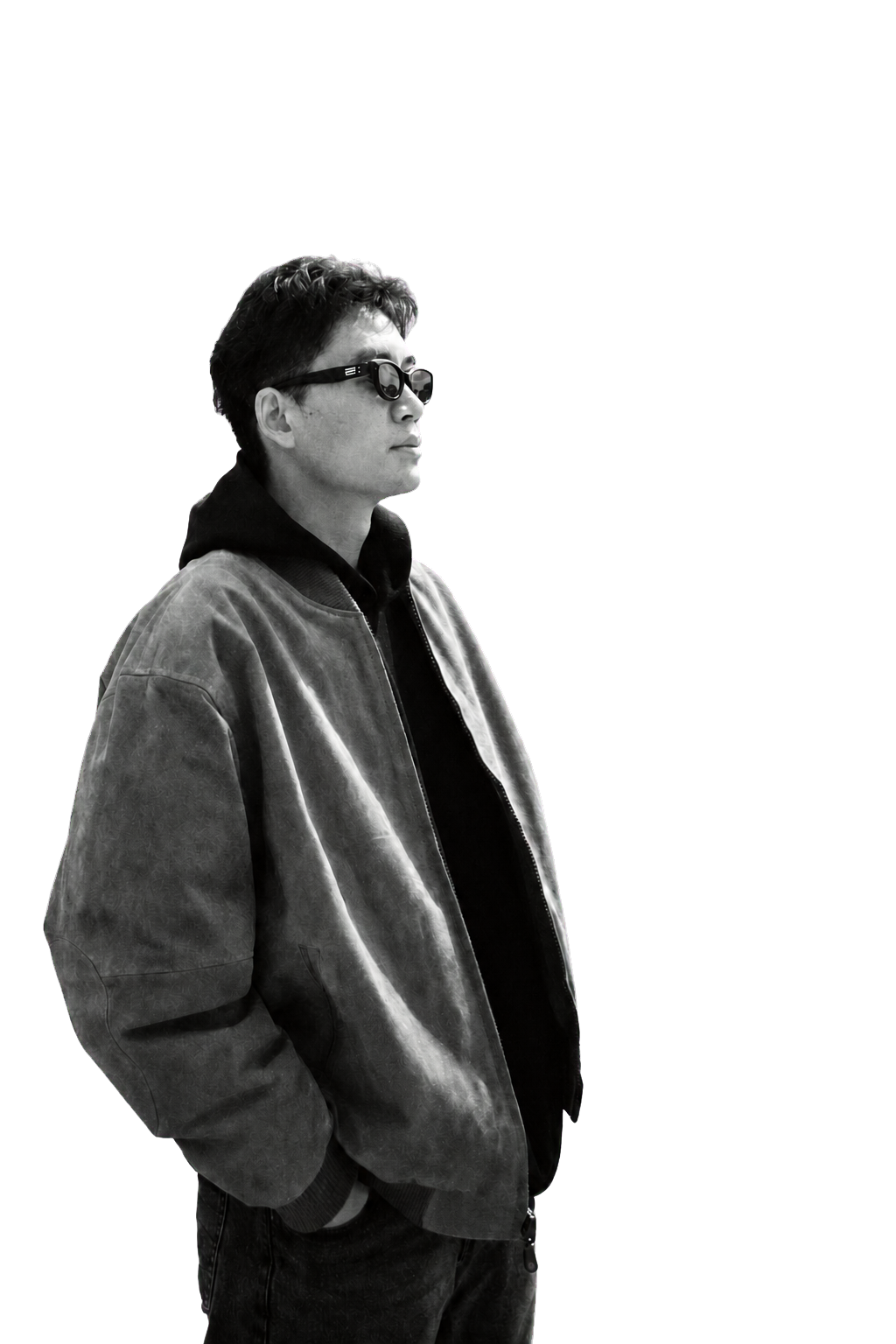 Black-and-white side portrait of Sylar Chu
